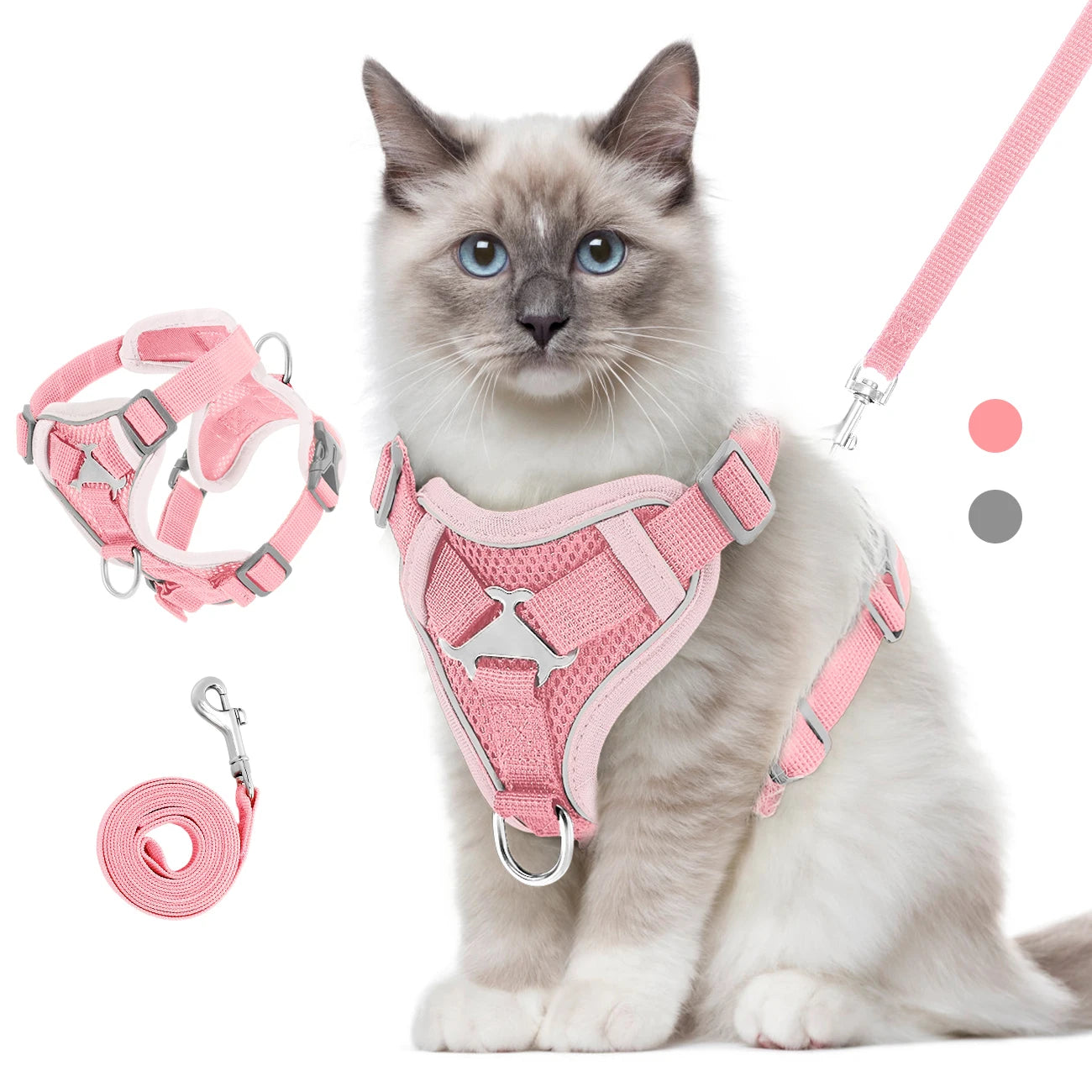 Cat Harness and Leash Set Adjustable Reflective Vest