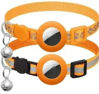 AirTag Cat Collar Reflective GPS Collar with Bell
