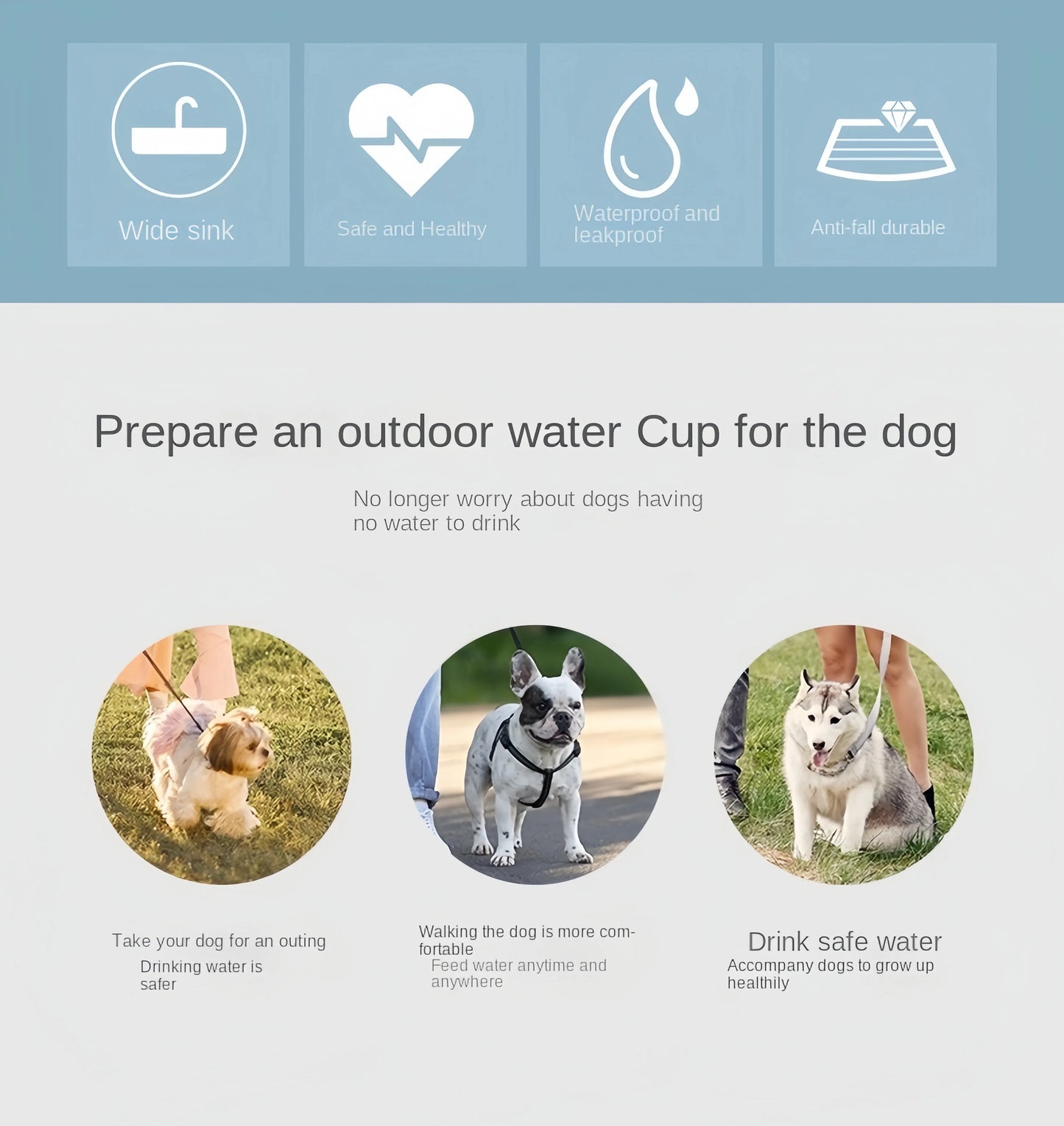 Portable Dog Cat Water Bottle with Food Storage Container