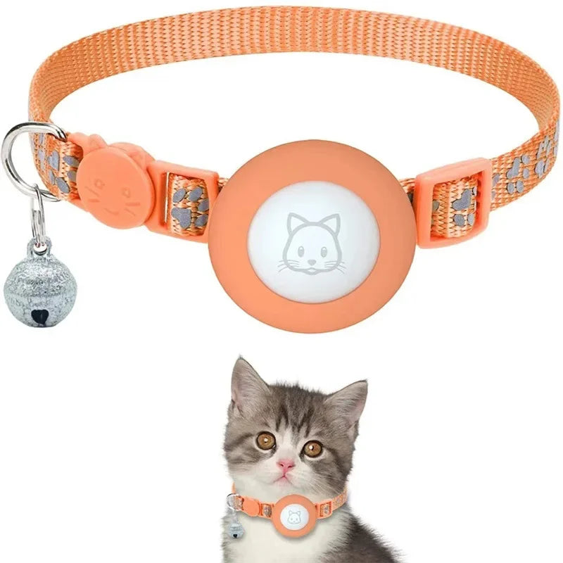 AirTag Cat Collar Reflective GPS Collar with Bell