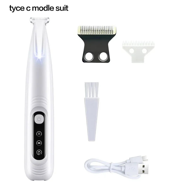 Dog Paw Trimmer with LED Light Waterproof Pet Clippers