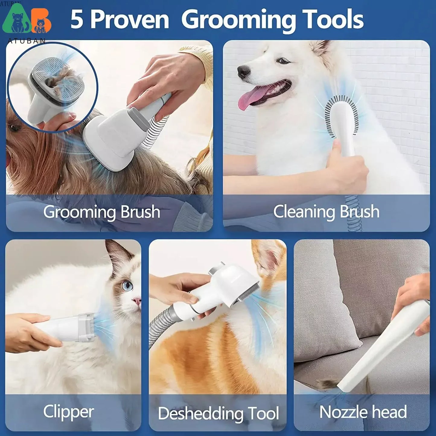 Pet Grooming Vacuum Cleaner for Dog Cat Hair Removal