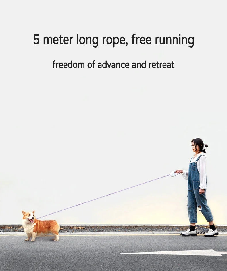 LED Retractable Dog Leash with Flashlight Pet Lead