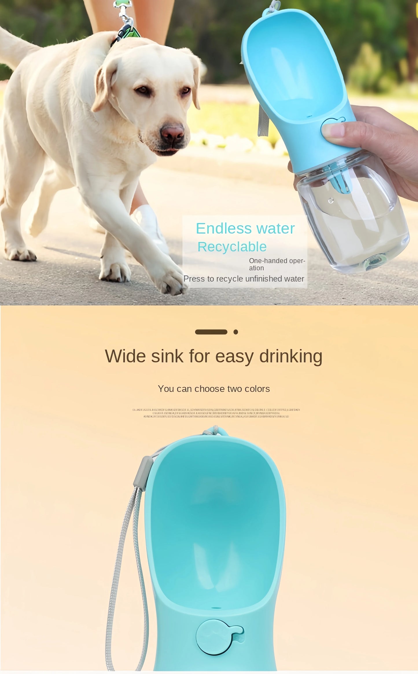 Portable Dog Cat Water Bottle with Food Storage Container