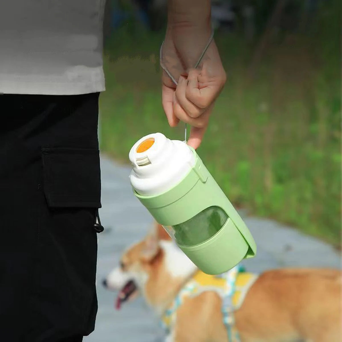 Portable Dog Water Bottle with Food Storage Travel Bowl