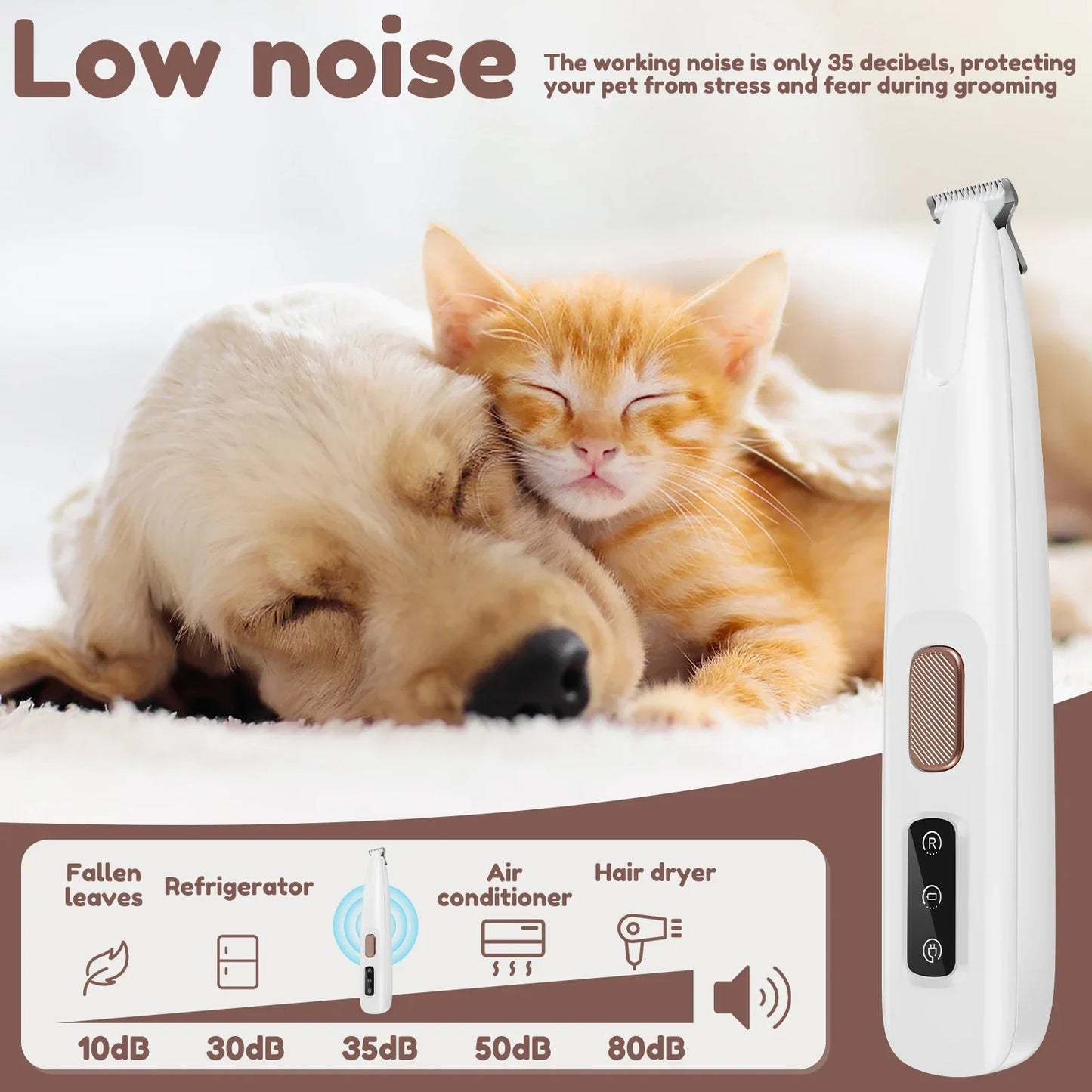 Dog Paw Trimmer with LED Light Waterproof Pet Clippers