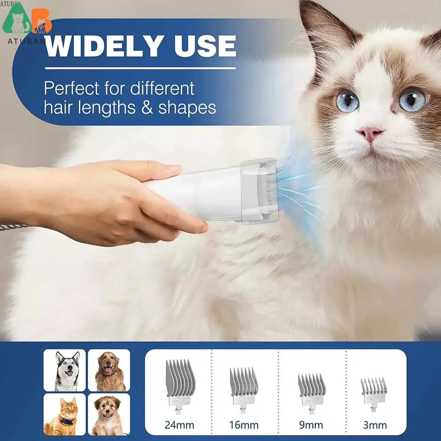 Pet Grooming Vacuum Cleaner for Dog Cat Hair Removal