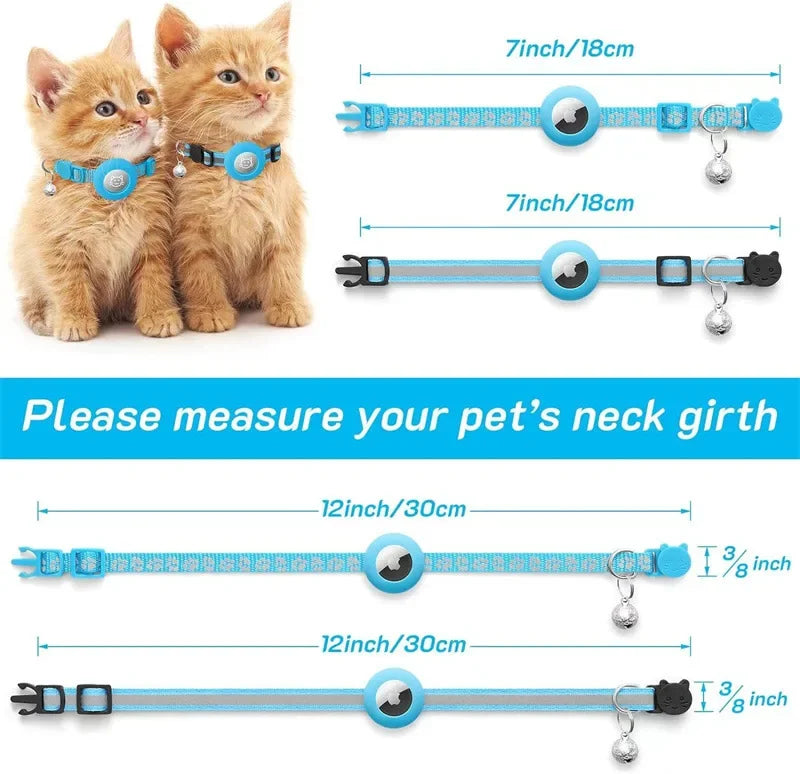 AirTag Cat Collar Reflective GPS Collar with Bell