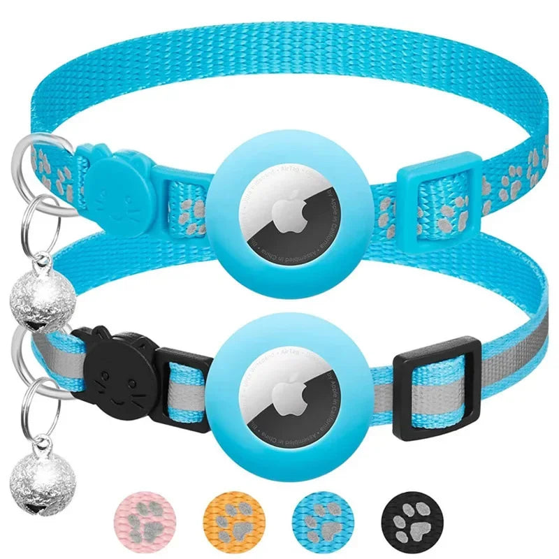 AirTag Cat Collar Reflective GPS Collar with Bell