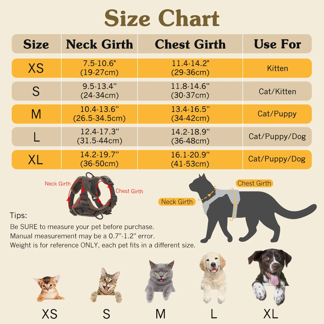 Cat Harness and Leash Set Adjustable Reflective Vest