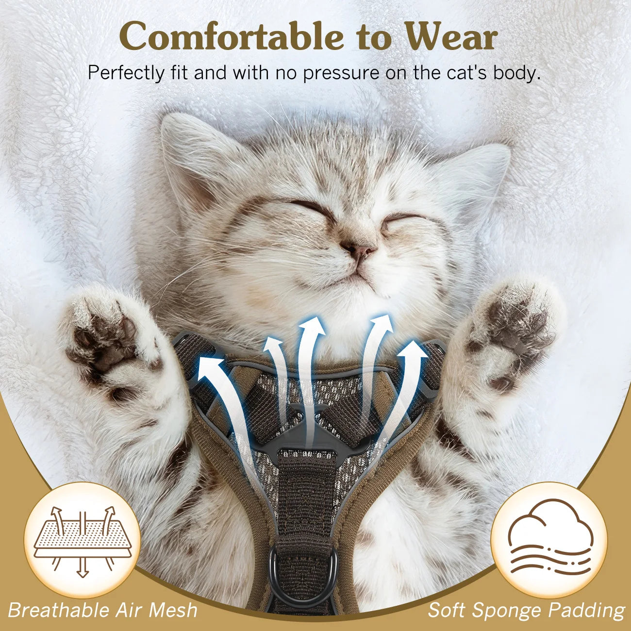 Cat Harness and Leash Set Adjustable Reflective Vest