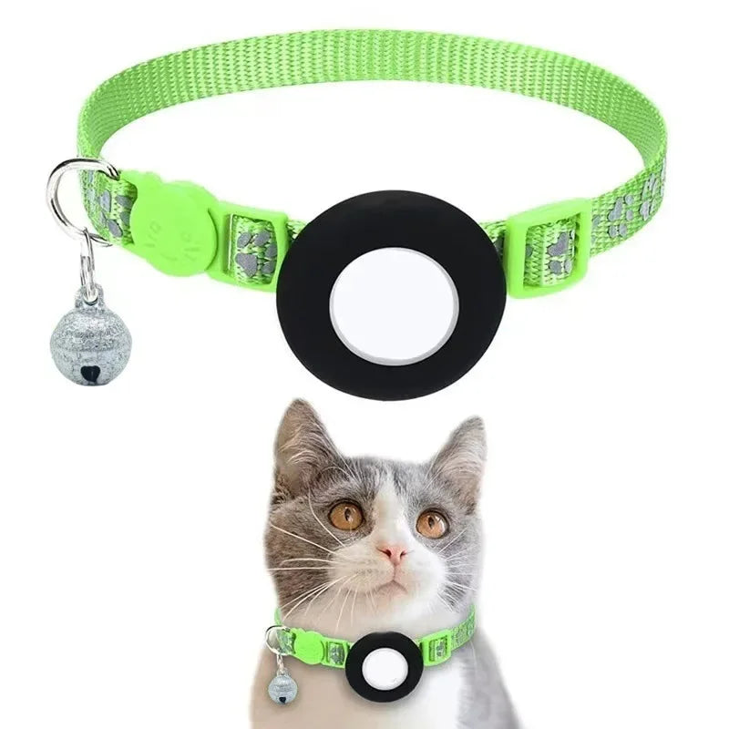 AirTag Cat Collar Reflective GPS Collar with Bell