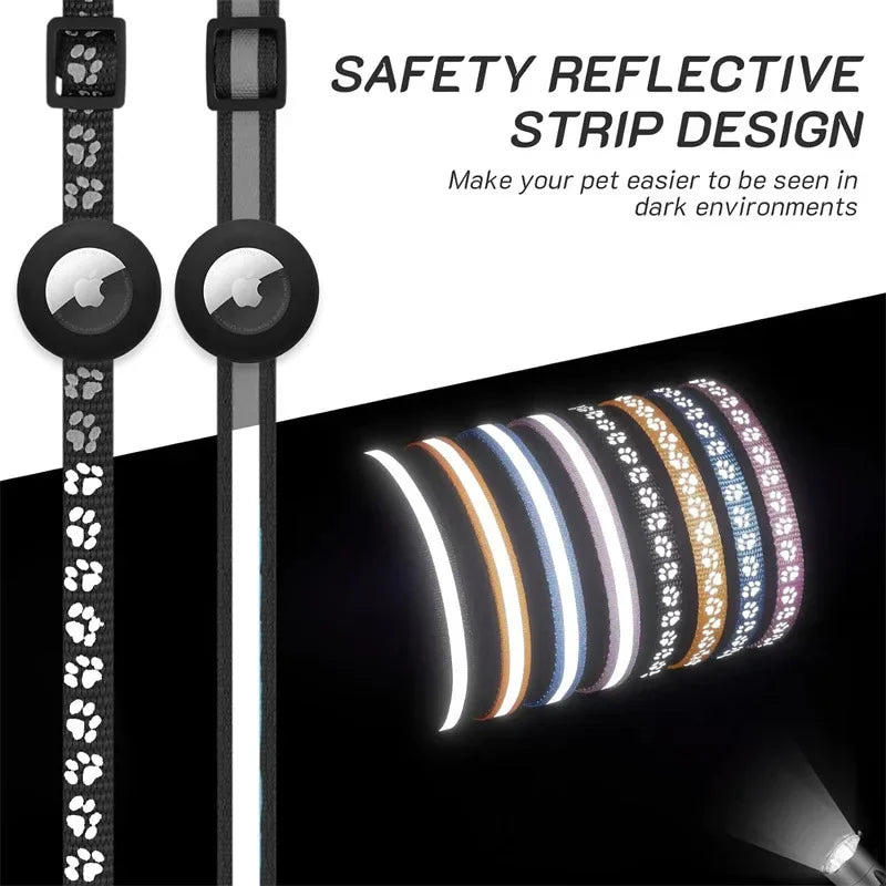 AirTag Cat Collar Reflective GPS Collar with Bell