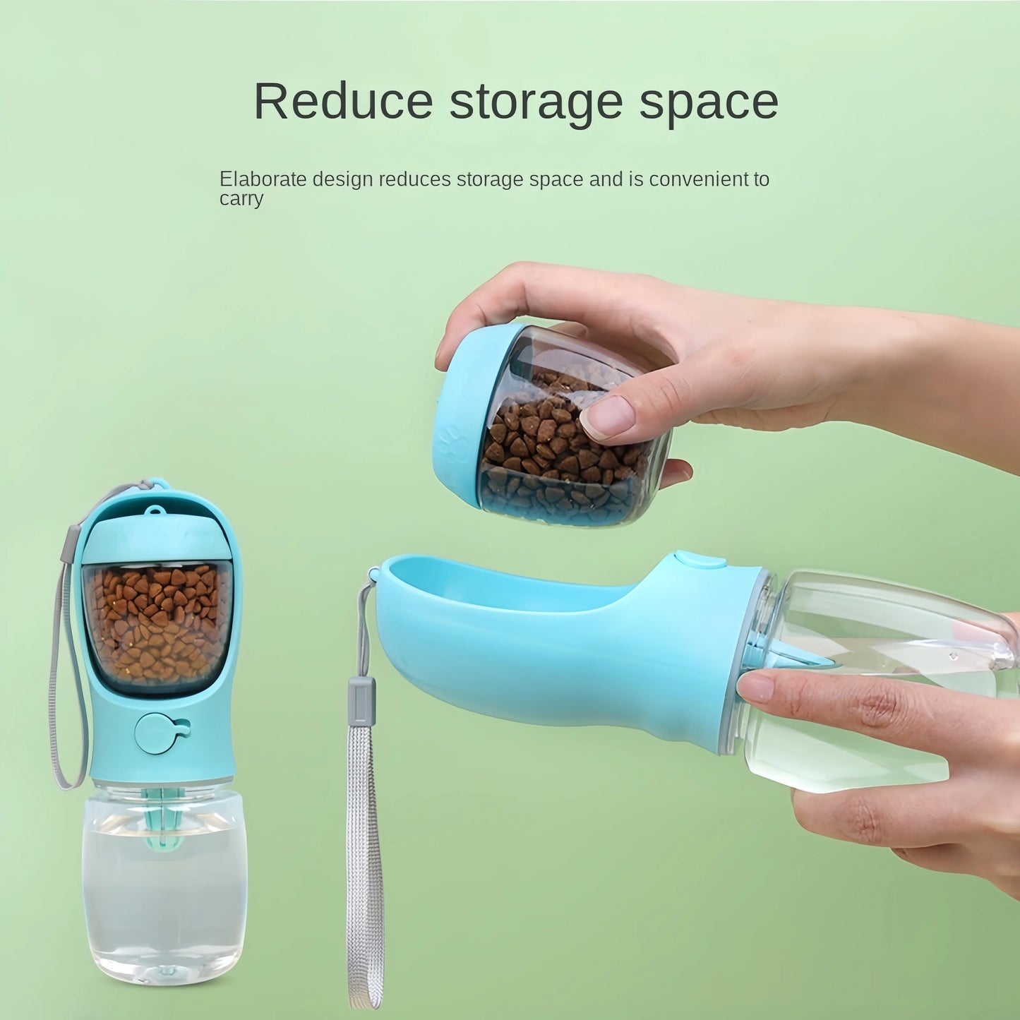 Portable Dog Cat Water Bottle with Food Storage Container