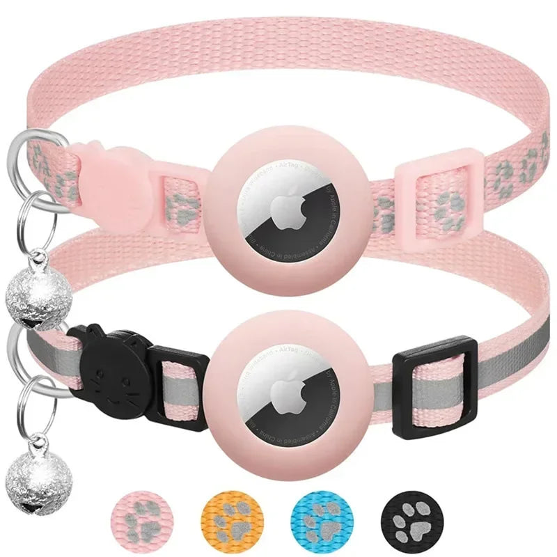AirTag Cat Collar Reflective GPS Collar with Bell