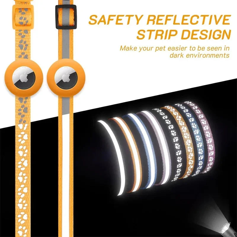 AirTag Cat Collar Reflective GPS Collar with Bell