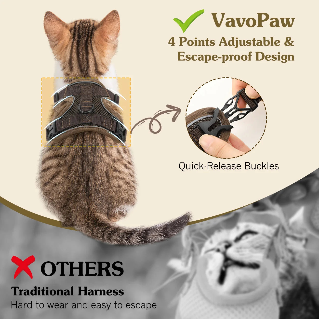Cat Harness and Leash Set Adjustable Reflective Vest