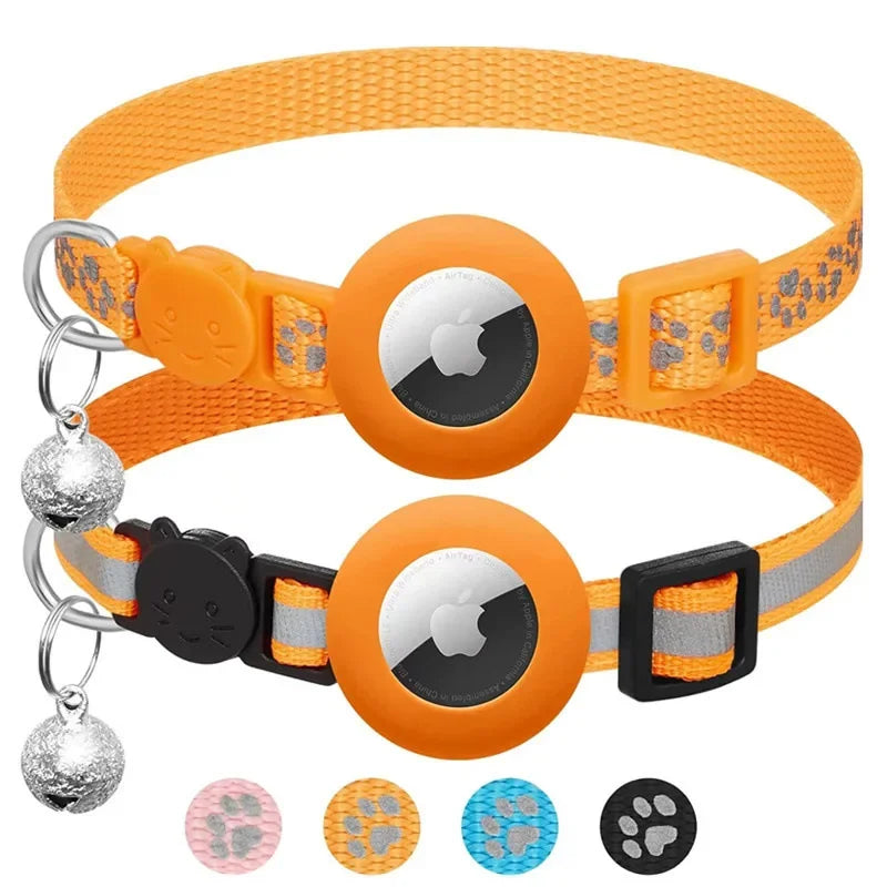 AirTag Cat Collar Reflective GPS Collar with Bell