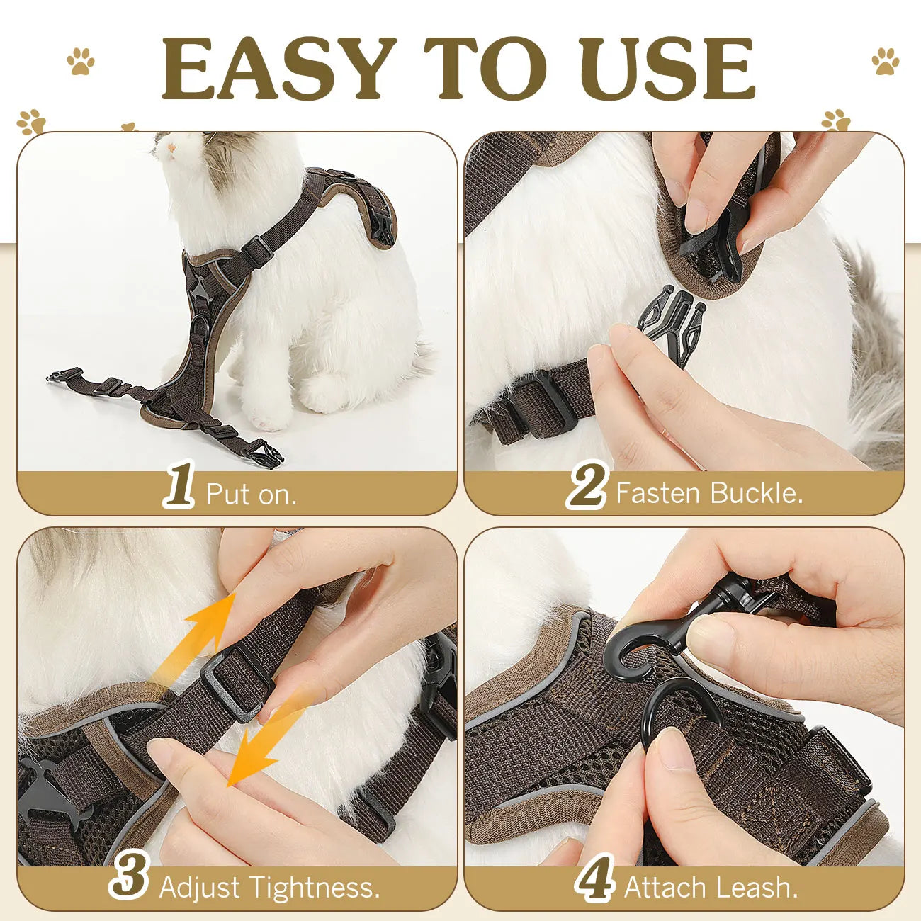 Cat Harness and Leash Set Adjustable Reflective Vest