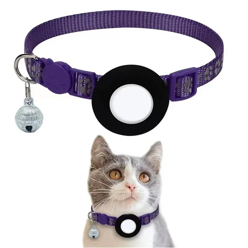 AirTag Cat Collar Reflective GPS Collar with Bell