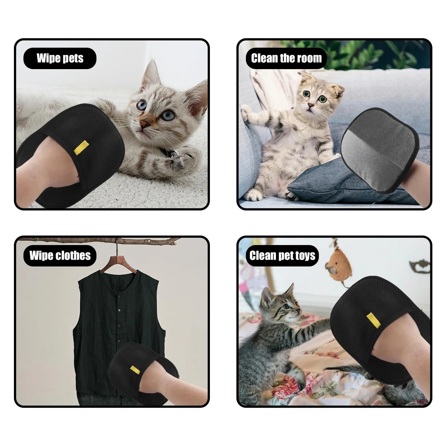 Pet Hair Removal Gloves Reusable Double Sided Fur Remover