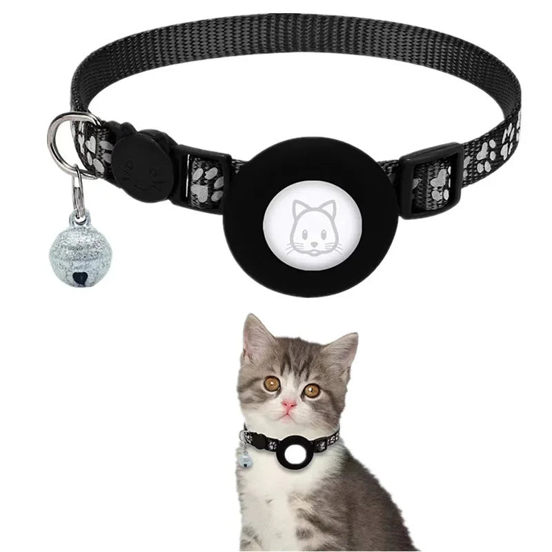 AirTag Cat Collar Reflective GPS Collar with Bell