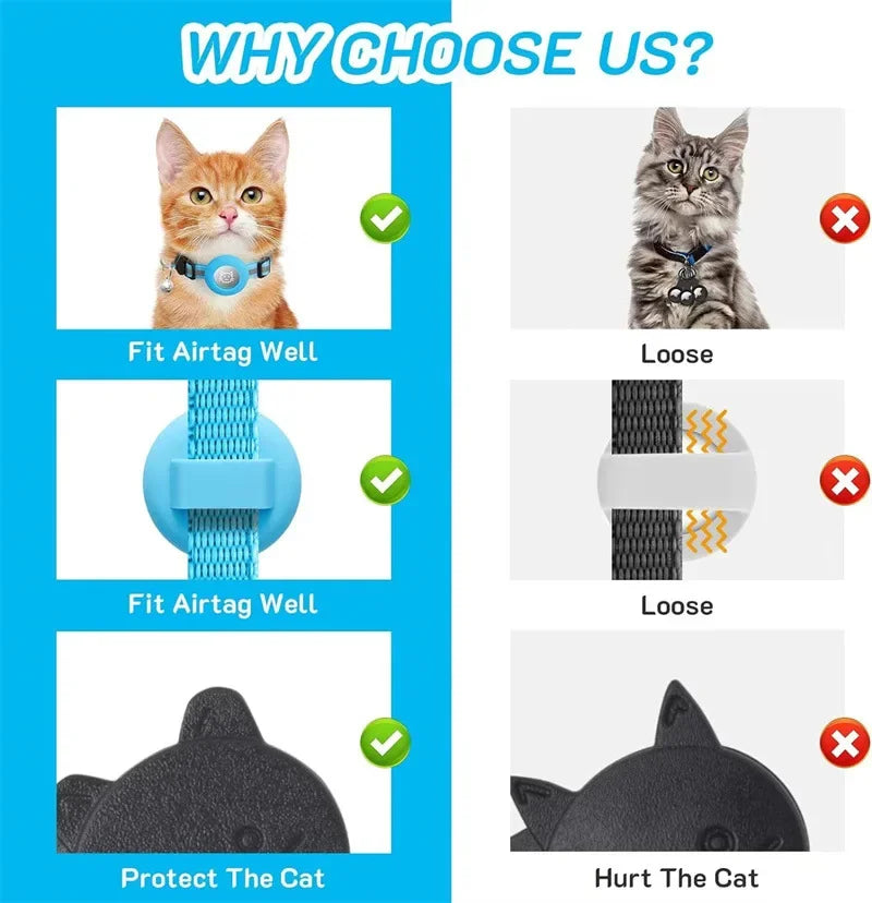 AirTag Cat Collar Reflective GPS Collar with Bell