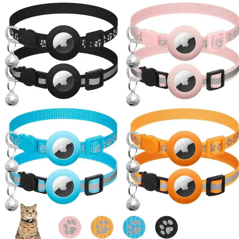 AirTag Cat Collar Reflective GPS Collar with Bell