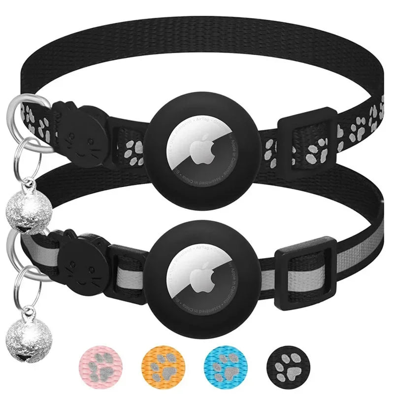 AirTag Cat Collar Reflective GPS Collar with Bell
