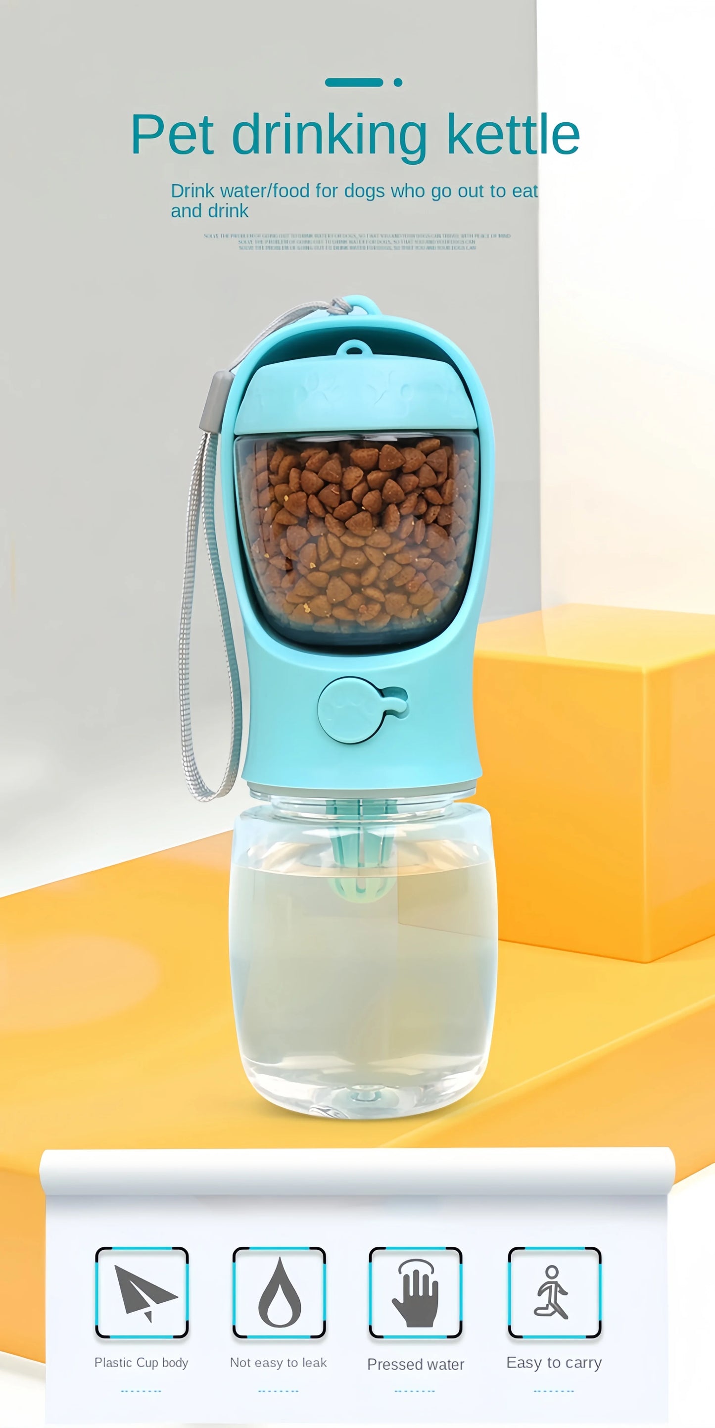 Portable Dog Cat Water Bottle with Food Storage Container