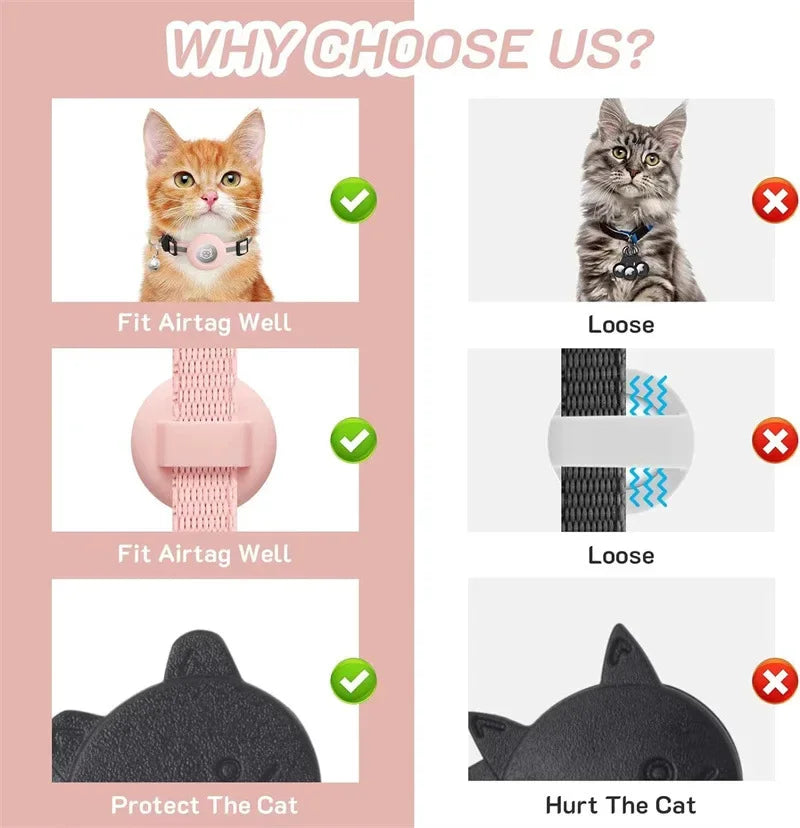 AirTag Cat Collar Reflective GPS Collar with Bell