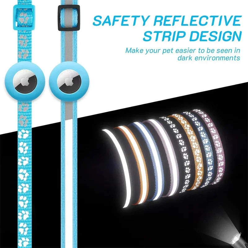 AirTag Cat Collar Reflective GPS Collar with Bell