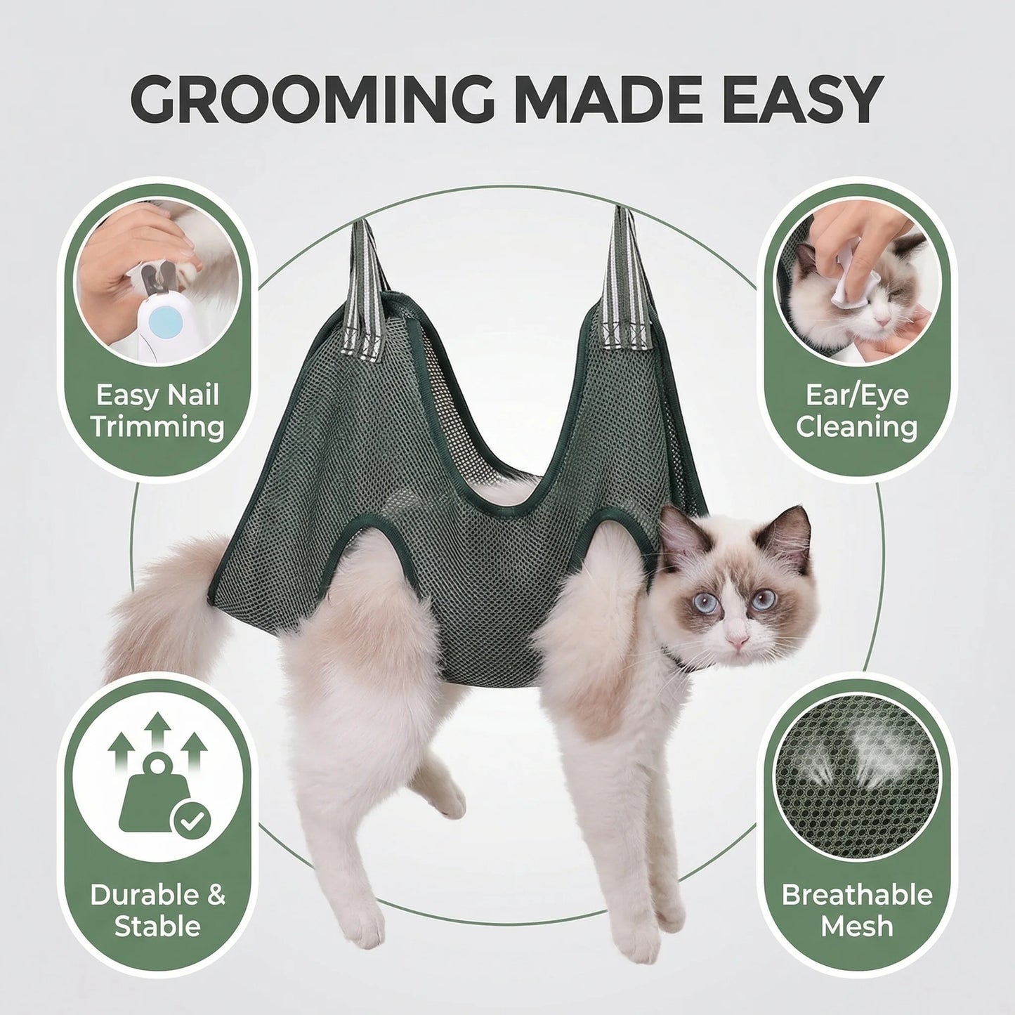 Cats Grooming Hammock Adjustable Nail Trimming Sling