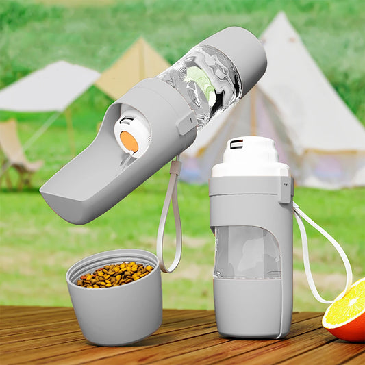 Portable Dog Water Bottle with Food Storage Travel Bowl