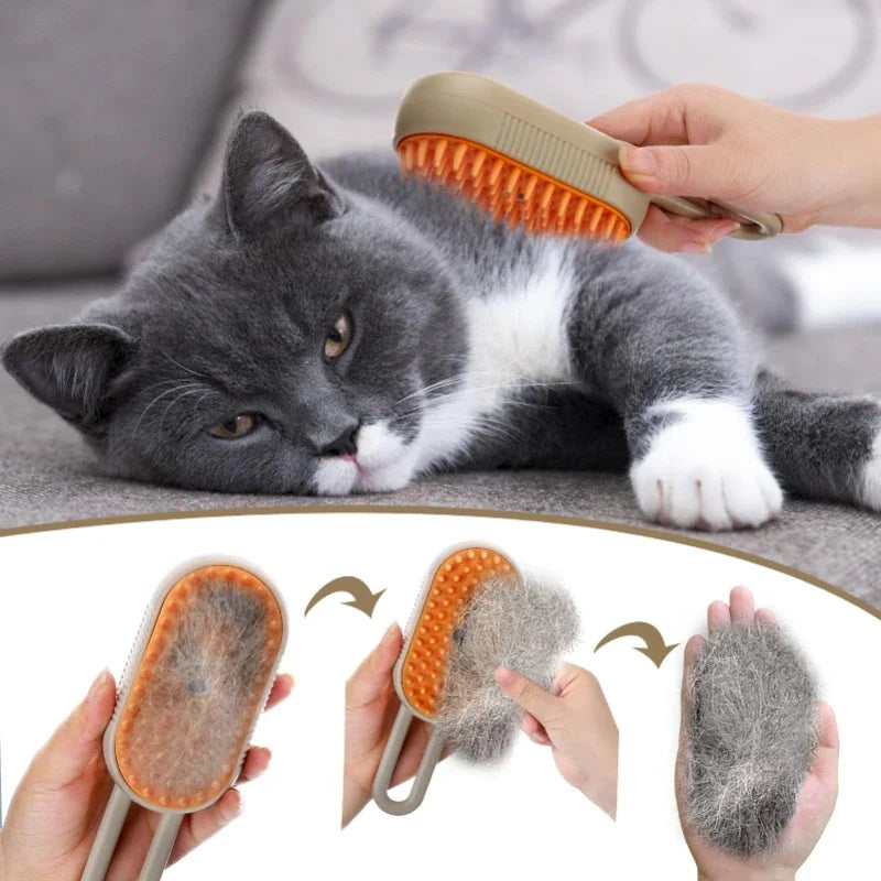 Steam Cat Brush with Spray Massage Pet Grooming Tool