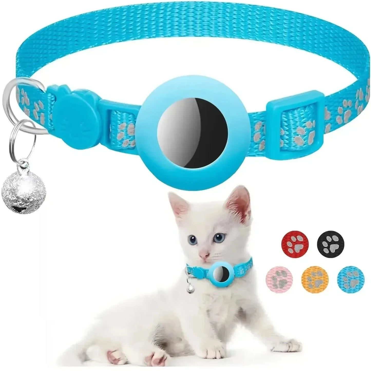 AirTag Cat Collar Reflective GPS Collar with Bell