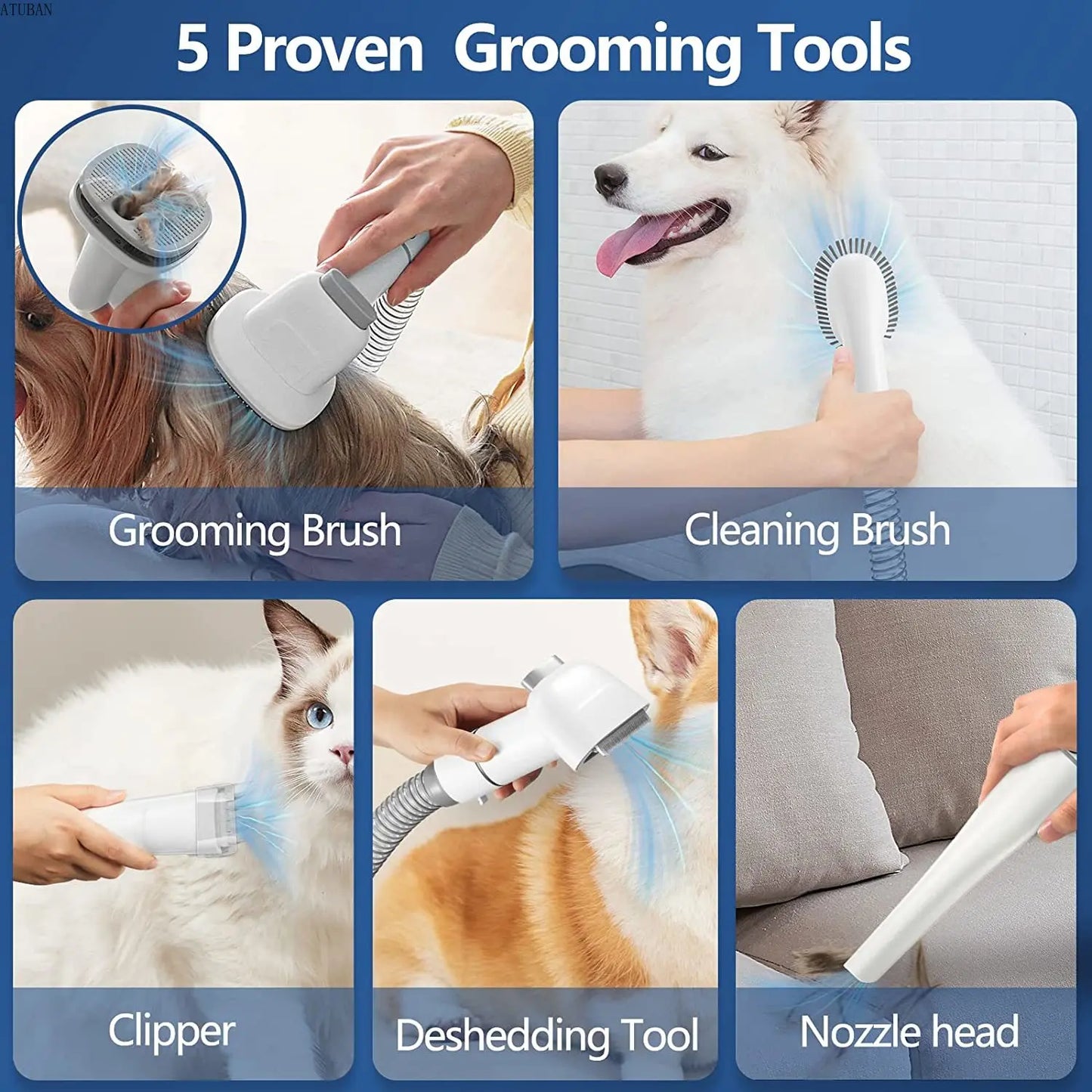 Pet Grooming Vacuum Cleaner for Dog Cat Hair Removal
