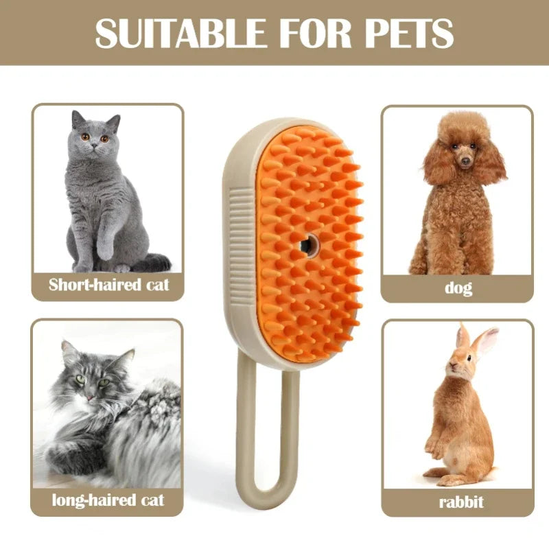 Steam Cat Brush with Spray Massage Pet Grooming Tool