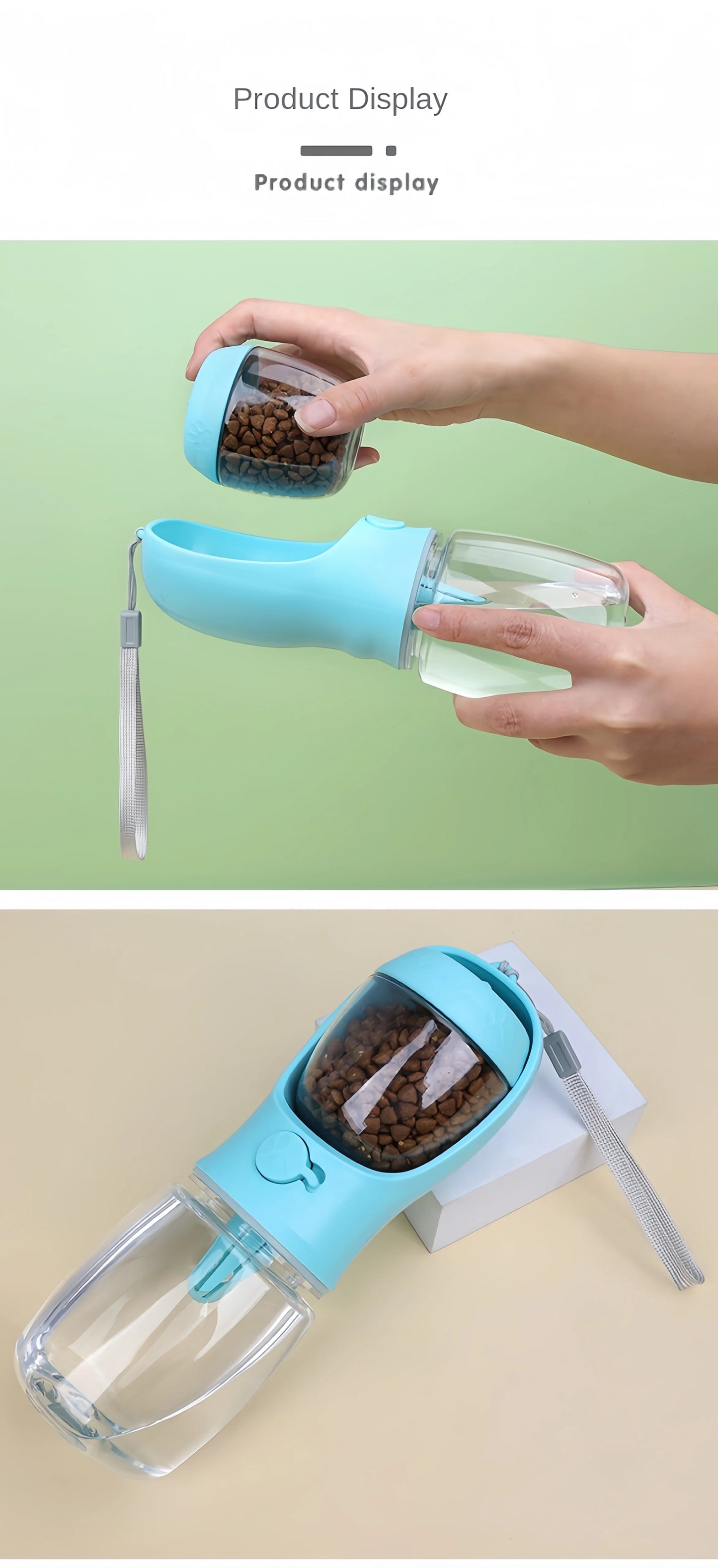 Portable Dog Cat Water Bottle with Food Storage Container
