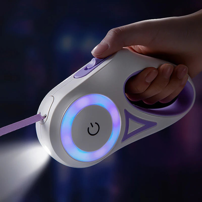 LED Retractable Dog Leash with Flashlight Pet Lead