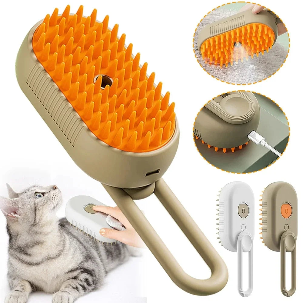 Steam Cat Brush with Spray Massage Pet Grooming Tool