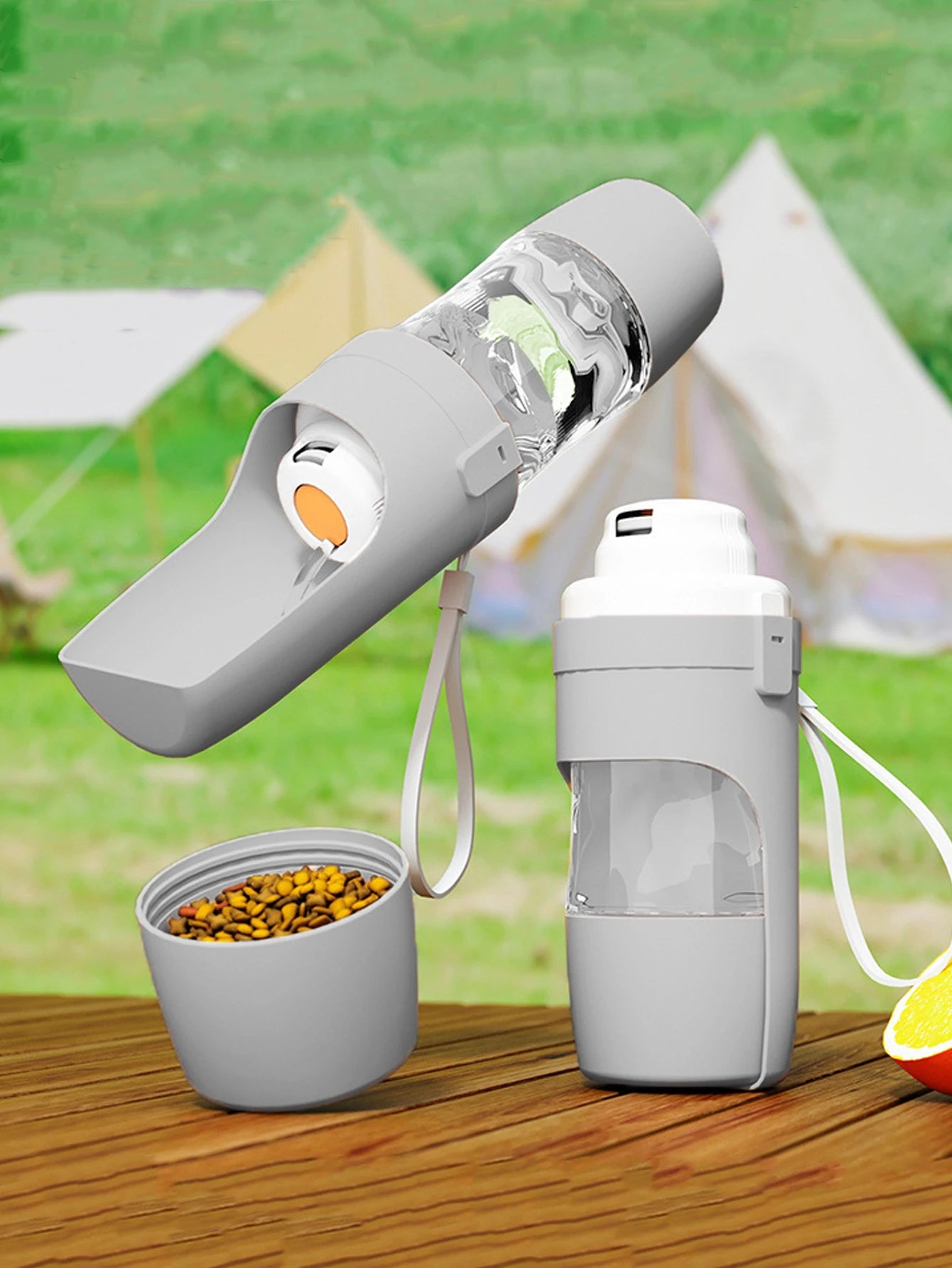 Portable Dog Water Bottle with Food Storage Travel Bowl