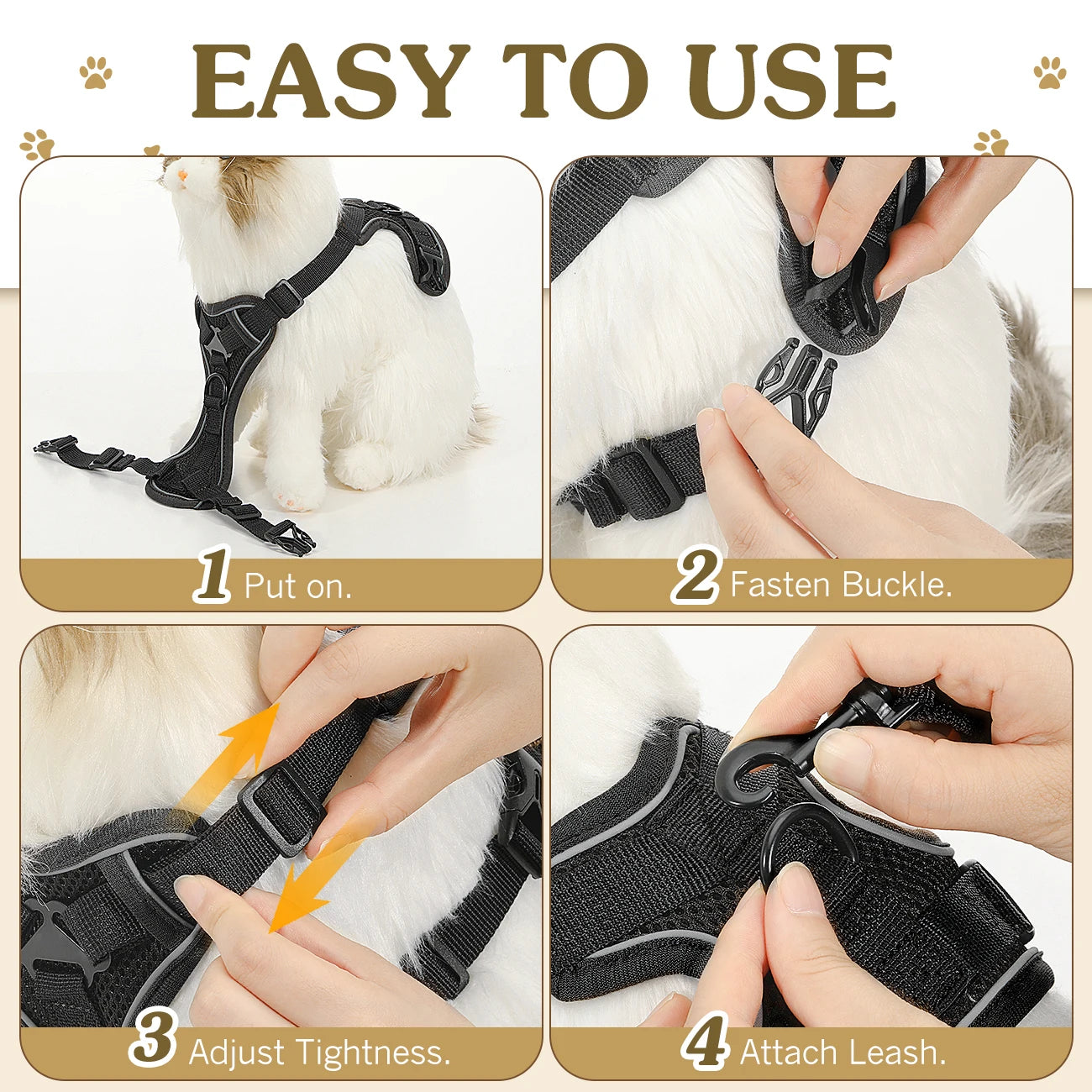 Cat Harness and Leash Set Adjustable Reflective Vest