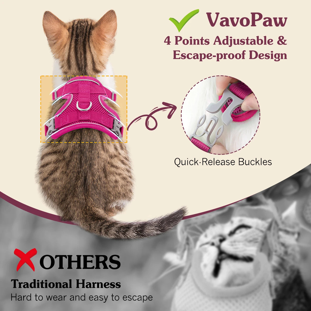 Cat Harness and Leash Set Adjustable Reflective Vest