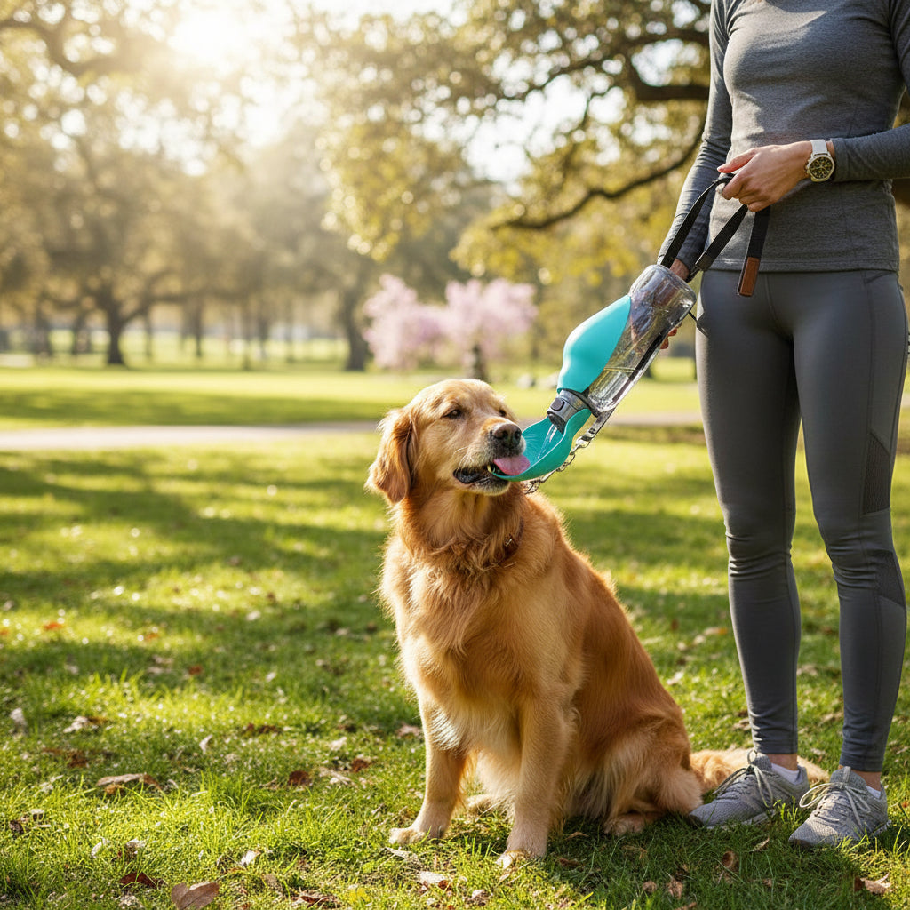 Big Dog Water Bottle Portable Travel Water Dispenser with Built In Drinking Bowl