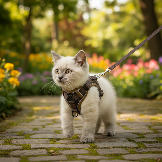 Cat Harness and Leash Set Adjustable Reflective Vest for Safe Outdoor Walking