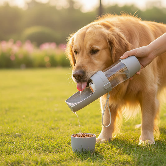 Portable Dog Water Bottle with Food Storage Travel Bowl for Walking Hiking and Travel