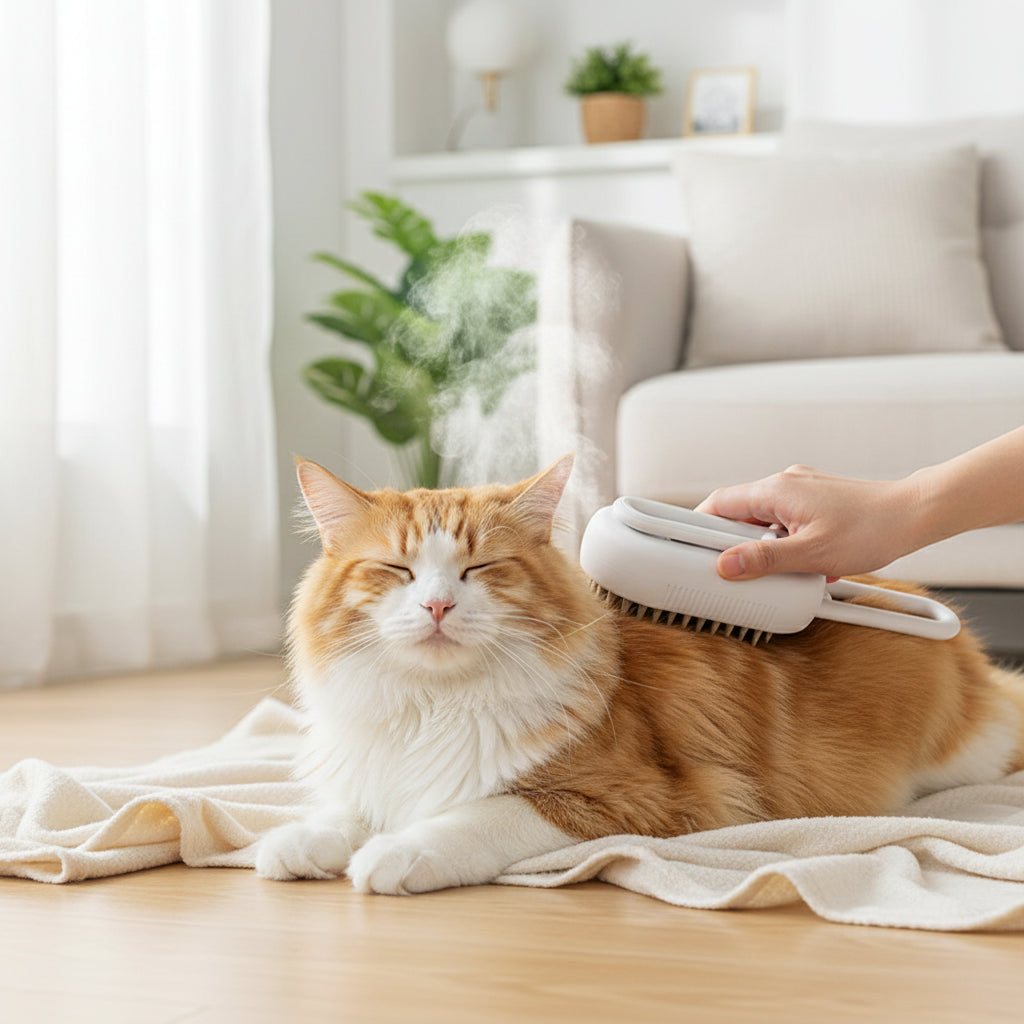 Steam Cat Brush with Spray Massage Pet Grooming Tool for Deshedding and Coat Care
